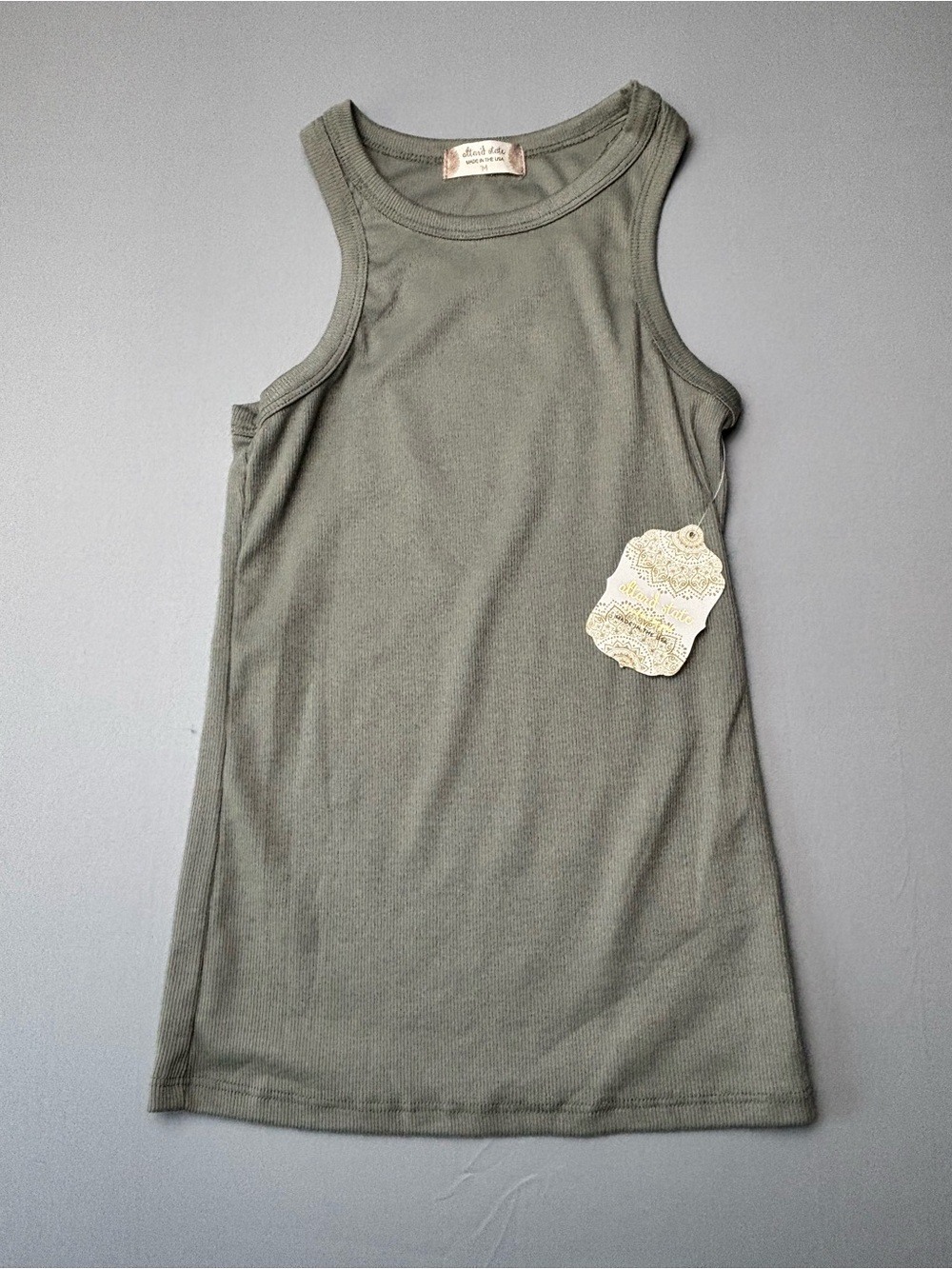 Altard State Sage Green Ribbed Tank Top Medium Boho Minimalist USA Made Layering